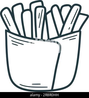 Illustration isolée tirée à la main des frites Illustration de Vecteur