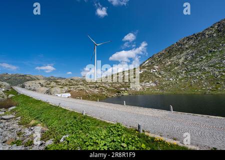 La vieille route Tremola de Gotthardpass, Passo del Saint Gottardo, pavage de galets, Airolo, Tessin, Suisse Banque D'Images