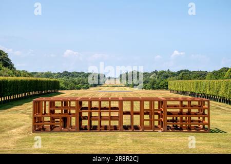 Caisse d'air. Acier Corten. 2018. Sean Scully, à Houghton Hall, Norfolk. Banque D'Images