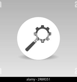 Vecteur d'optimisation de recherche icône ronde signe d'engrenage Illustration de Vecteur