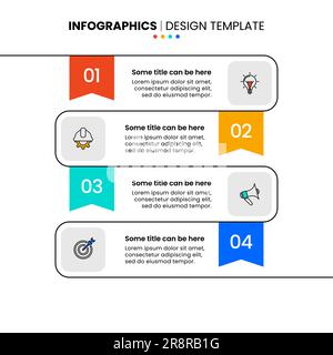 Modèle d'infographie avec icônes et 4 options ou étapes. Ligne. Peut être utilisé pour la mise en page de flux de travail, le diagramme, la bannière, la conception Web. Illustration vectorielle Illustration de Vecteur