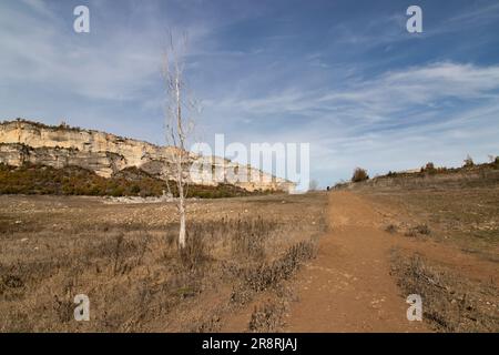 Paysage dans le canyon de Montrevi montrant les conséquences de la période de sécheresse en Catalogne Banque D'Images