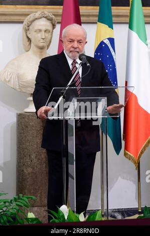 Le Président brésilien Luiz Inacio Lula da Silva assiste à leur réunion au Campidoglio, Rome, Italie, 21 juin 2023 Banque D'Images