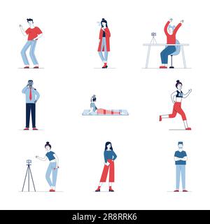 Ensemble moderne de personnages de dessins animés variés Illustration de Vecteur