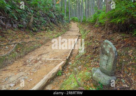 Kumano Kodo en automne et la déité de gardien de voyageurs Banque D'Images