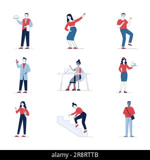 Collection moderne de différents personnages de dessins animés Illustration de Vecteur