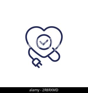 cœur avec une icône de ligne électrique Illustration de Vecteur