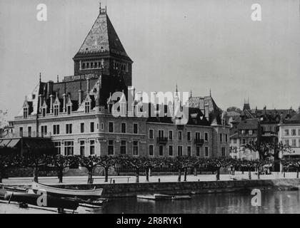 Pour la Conférence de Lausanne. L'Hôtel du Château d'Ouchy à Lausanne. lieu de la réunion. 2 août 1932. (Photo de Atlantic photo). Banque D'Images