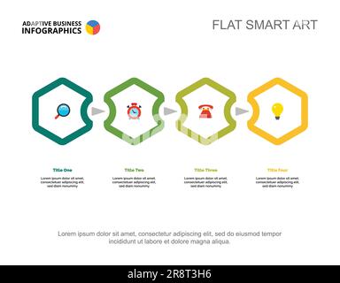 Modèle de diapositive de flux de travail en quatre phases Illustration de Vecteur