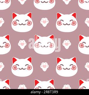 Motif vectoriel sans couture Maneki neko Banque D'Images