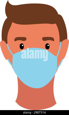 Visage masculin avec masque de protection médicale Illustration de Vecteur