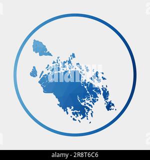 Icône Cat Ba Island. Carte polygonale dans l'anneau de dégradé. Panneau rond bas en polyéthylène Cat Ba Island. Illustration vectorielle. Illustration de Vecteur