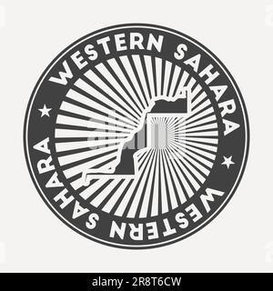 Logo rond Sahara Occidental. Badge de voyage vintage avec le nom circulaire et la carte du pays, illustration vectorielle. Illustration de Vecteur