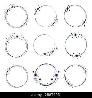 Ensemble de cadres à étoiles rondes Illustration de Vecteur