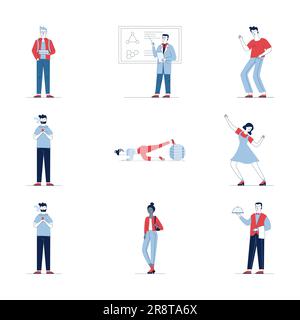 Ensemble élégant de personnages de dessins animés différents Illustration de Vecteur