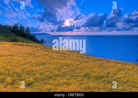 Le soleil couchant à Shiroyonesenmaida Banque D'Images