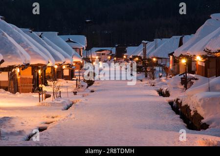 Nuit d'Ouchi-juku en hiver Banque D'Images