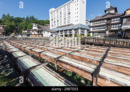 Champ d’eau chaude de Kusatsu Onsen Banque D'Images