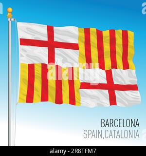 Drapeau municipal de Barcelone, Catalogne, Espagne, illustration vectorielle Illustration de Vecteur