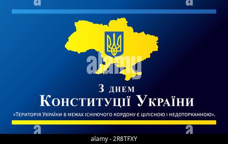 Bannière web de la Journée de la Constitution de l'Ukraine pour le site. Traduction - Joyeux jour de la Constitution de l'Ukraine, le territoire de l'Ukraine à l'intérieur de la frontière Illustration de Vecteur