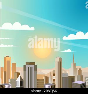 new york paysage urbain gratte-ciel ensoleillé Illustration de Vecteur