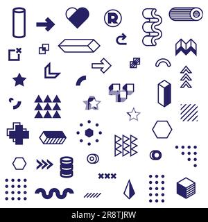 Jeu d'icônes géométriques graphiques différent Illustration de Vecteur