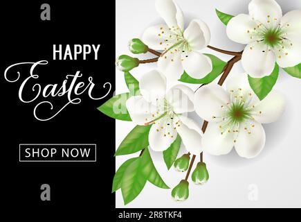 Happy Easter Shop désormais lettering et Twig Illustration de Vecteur