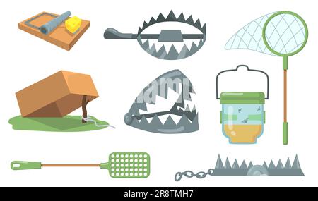 Jeu de pièges pour animaux Illustration de Vecteur