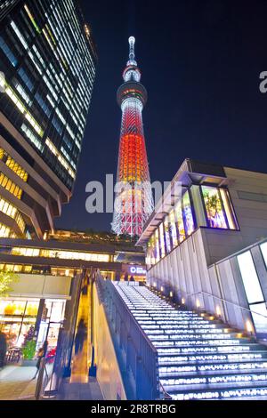 Tokyo Sky Tree regardé vers le haut de la zone de pente de Sorami (arbre de bougie) Banque D'Images