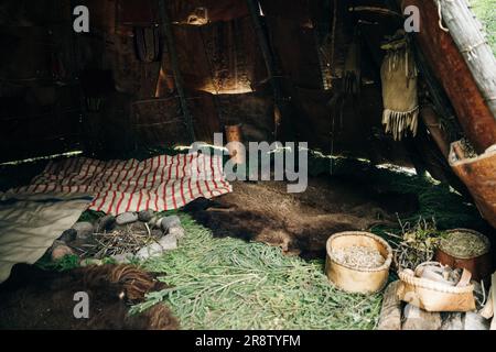 Intérieur du parc historique de fort William, village autochtone, Thunder Bay, Ontario, Canada. Photo de haute qualité Banque D'Images