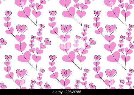 Motif sans couture d'images abstraites de branches en forme de coeur dans des tons tendance. Design Line Art. Vecteur. EPS. Isoler. Bon pour poster, bann Illustration de Vecteur