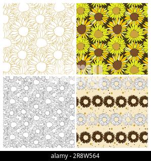 Joli décor de tournesol pour la décoration de surface. Éléments vectoriels floraux dessinés à la main Illustration de Vecteur