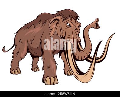 Mammoth. Illustration vectorielle d'un éléphant avec défenses. Animaux avant notre époque, paléontologie, histoire, archéologie et culture Illustration de Vecteur