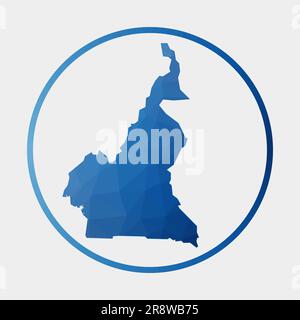 Icône Cameroun. Carte polygonale du pays en anneau de gradient. Panneau rond bas poly Cameroun. Illustration vectorielle. Illustration de Vecteur