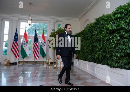 Washington, Vereinigte Staaten. 22nd juin 2023. M. Hemant Taneja arrive pour assister à un dîner d'État en l'honneur du Premier ministre Narendra Modi de la République de l'Inde, organisé par le Président des États-Unis Joe Biden et la première dame, Dr. Jill Biden, à la Maison Blanche à Washington, DC, jeudi, 22 juin 2023. Credit: Annabelle Gordon/CNP/dpa/Alay Live News Banque D'Images