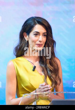 Madrid, Espagne. 22nd juin 2023. Amal Clooney participe à l'événement « We Choose Earth Tour » au théâtre EDP sur 22 juin 2023 à Madrid, Espagne. Photo par ABACAPRESS.COM crédit: Abaca Press/Alay Live News Banque D'Images