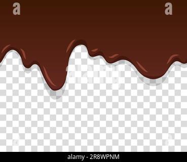 Garniture au chocolat fondu texture sans couture. Le chocolat s'égoutte ou tombe sur un fond transparent. Glace douce. Illustration vectorielle. Illustration de Vecteur