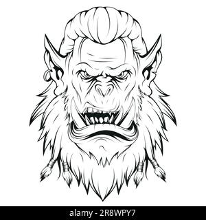 ORC. Illustration vectorielle d'un troll guerrier d'esquisse. Logo Monster orc e-sport Game Illustration de Vecteur