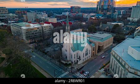 Une vue aérienne de la première église baptiste de Raleigh, Caroline du Nord Banque D'Images