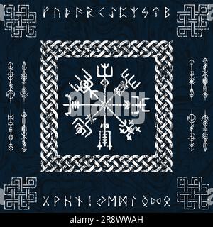 Arrière-plan des symboles scandinaves Viking bleus Illustration de Vecteur