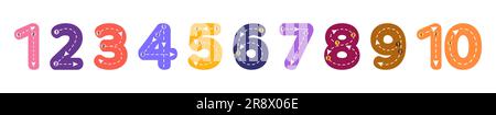 Numéros de traçage. Écriture et compte de 1 à 10. Illustration de Vecteur
