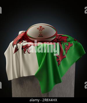 Débardeur Rugby - Design Vintage Drapeau Pays De Galles Avec Ballon - Pour Fans Gallois - 10