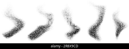 Jeu de formes ondulées texturées. Fumée noire à grain crépi ou paquet de vapeur. Collection de brouillard de sable en pointillés. Faisceau d'ondes de gradient lisses et grisantes. Grunge les éléments de conception. Illustration vectorielle. Illustration de Vecteur