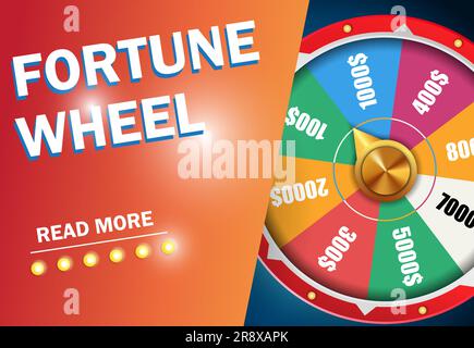 Fortune Wheel lire plus de lettres sur fond orange Illustration de Vecteur