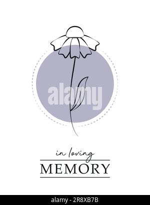 carte de condoléances avec contour de fleur en mémoire aimante Illustration de Vecteur