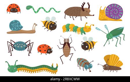 Ensemble insectes de dessin animé Illustration de Vecteur
