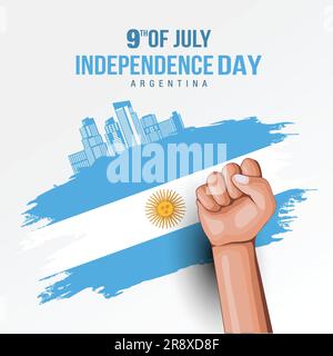 Joyeux jour de l'indépendance Argentina9 de juillet salutations. Vecteur illustration design. Illustration de Vecteur