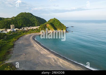 Vue aérienne de la plage de Neipi à Yilan, Taïwan Banque D'Images
