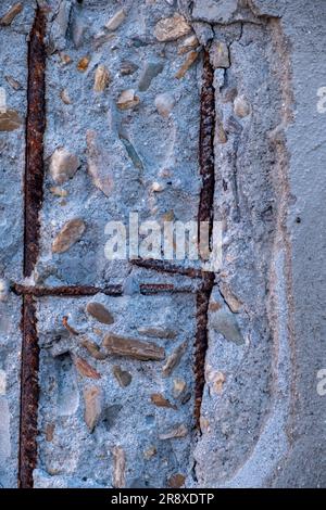 détail d'une colonne en béton armé Banque D'Images