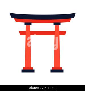 Torii en bois - moderne modèle plat image isolée unique Illustration de Vecteur